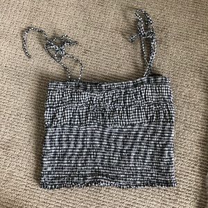 ZARA TRF Smocked Plaid Top